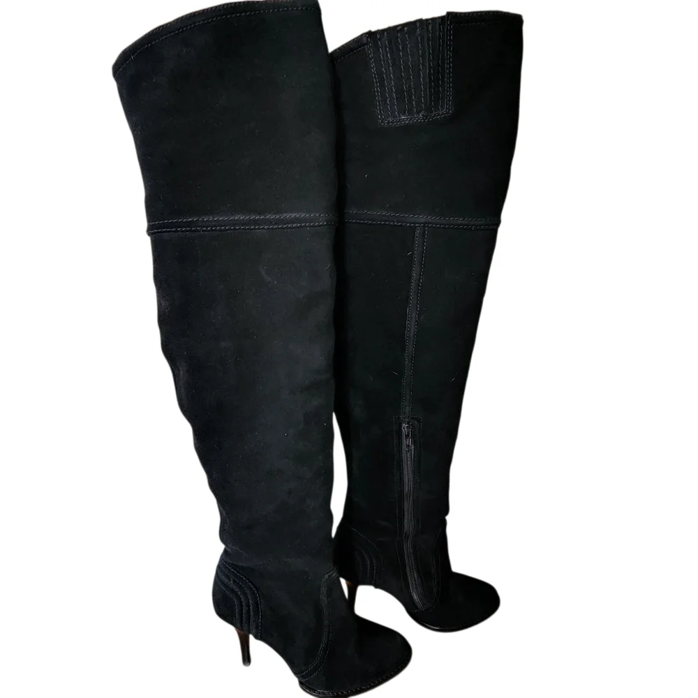 RARE! JUICY COUTURE OVER-THE-KNEE BOOTS WOMEN'S 6 BLACK SUEDE HIGH HEEL